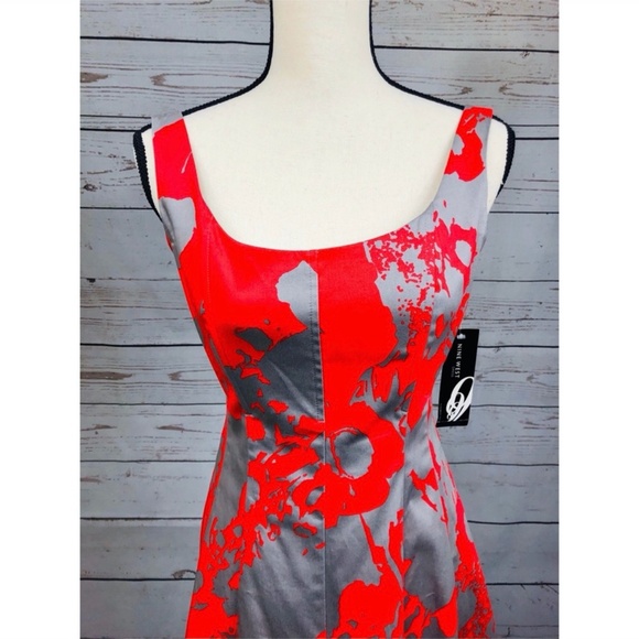 Nine West Midi Gray & Red Sleeveless Dress 4 NWT - Picture 4 of 8